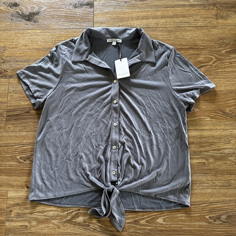 🩶 Green Envelope Charcoal Button-Down Shirt 🩶